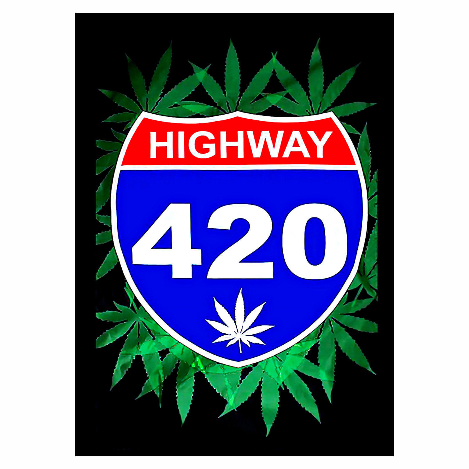 "HIGHWAY 420" MARIJUANA POT UP IN SMOKE CANNABIS POT HEAD TOKER 4 SIZES