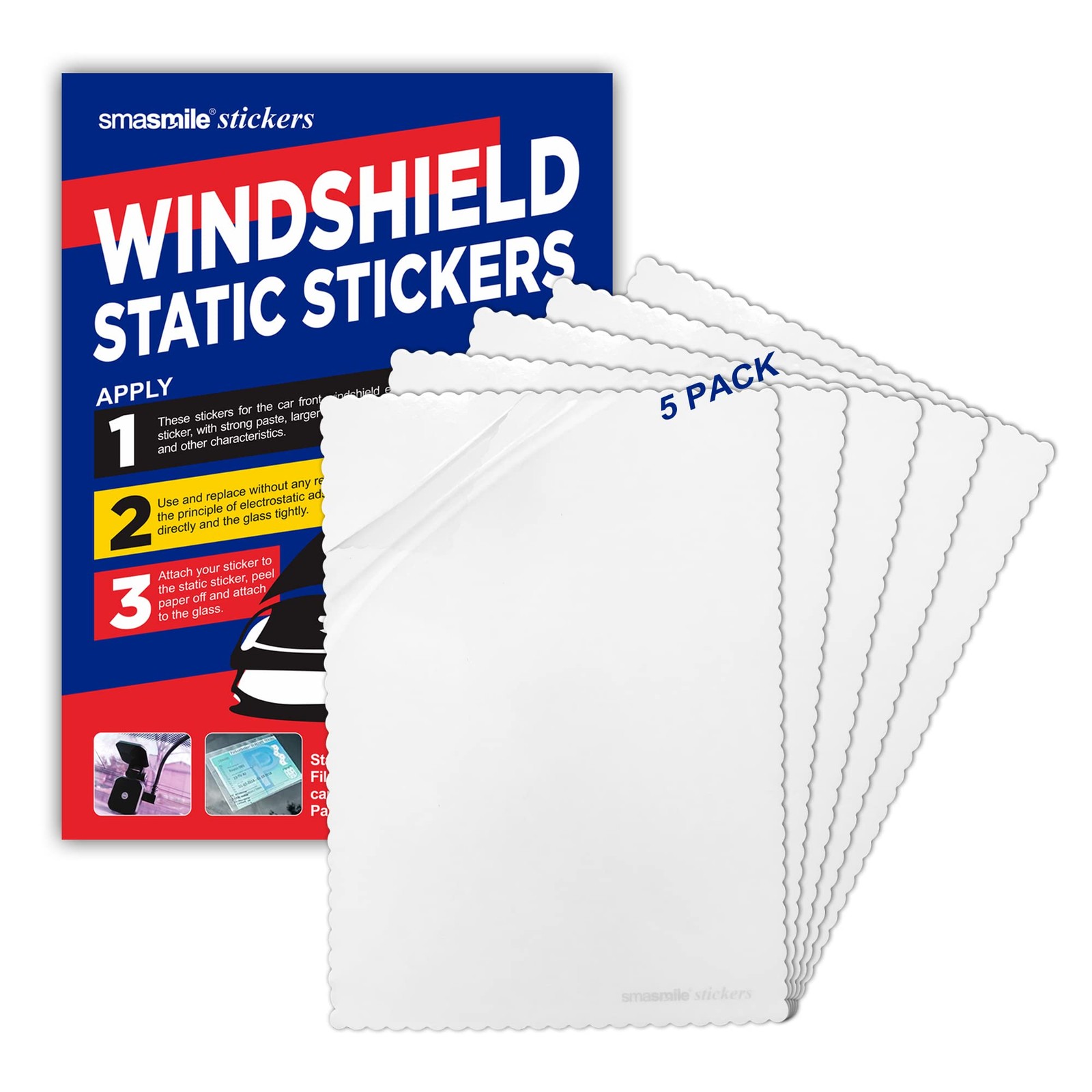 Windshield Sticker Film 5 Pack 5×7 Static Cling Removable Reusable