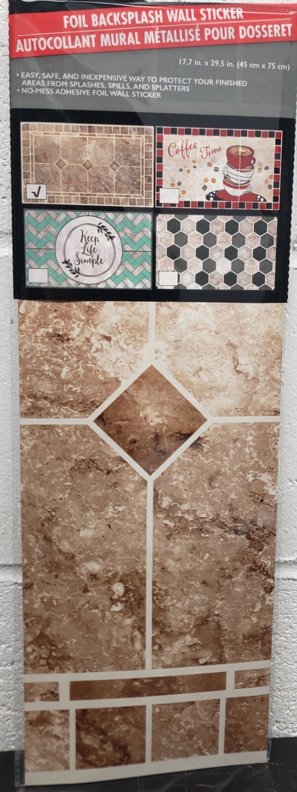 Kitchen Stove Backsplash Sticker / Wall Decal (30"x18") BROWN TILES #4, GR