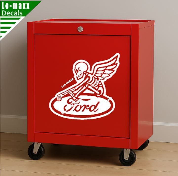 Ford Reaper Skeleton Wings Car Truck Window Hood Die Cut Vinyl Decal Sticker