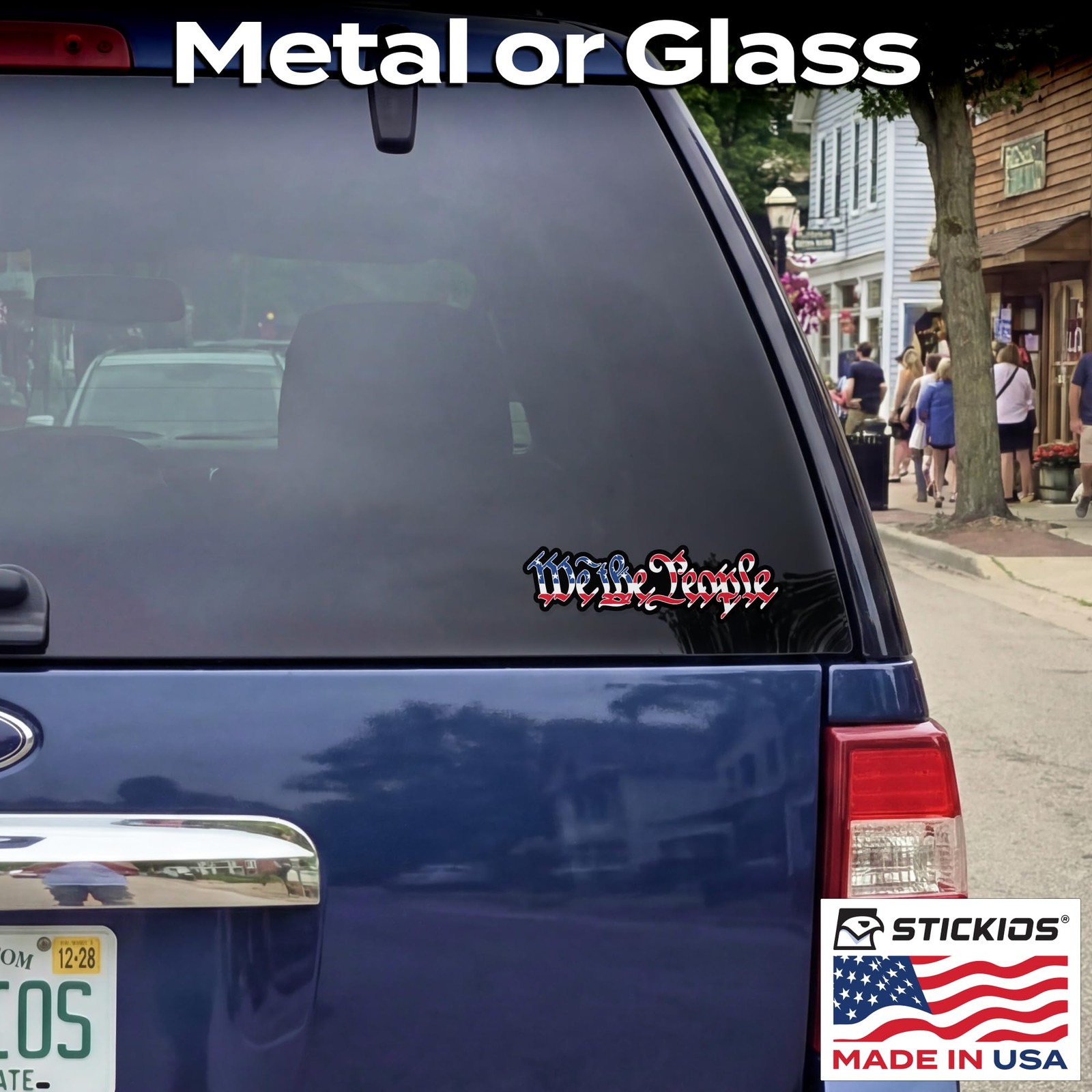 American Flag Car Stickers 2Pack Decals for Windows Made in USA