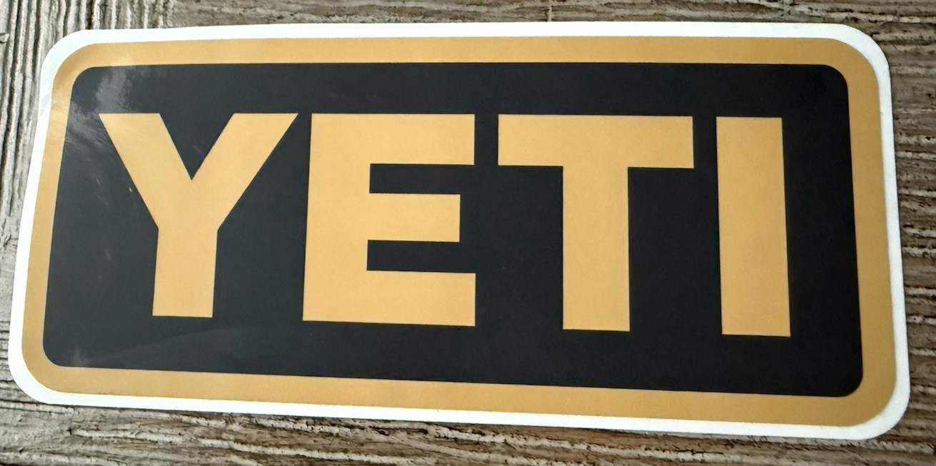 YETI AUTHENTIC STICKER – BLACK AND GOLD Decal Cooler Mug Tumbler Car WoW VISIT!!