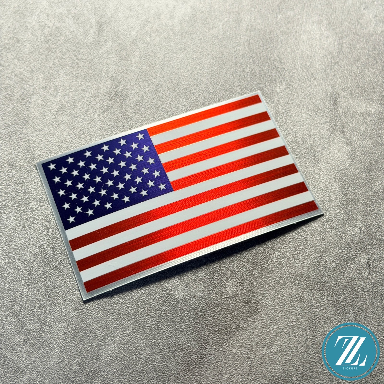 USA American Flag Waterproof Vinyl Sticker, Brushed Metal Finish