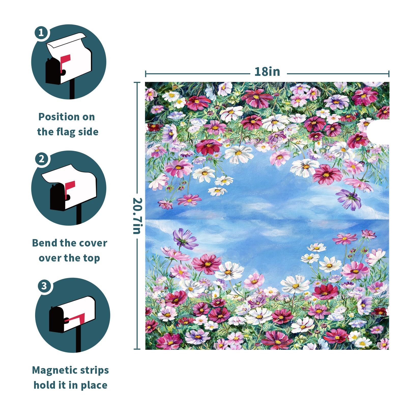 Spring Summer Flowers Mailboxs Cover Magnetic 21×18 Inch, Truck