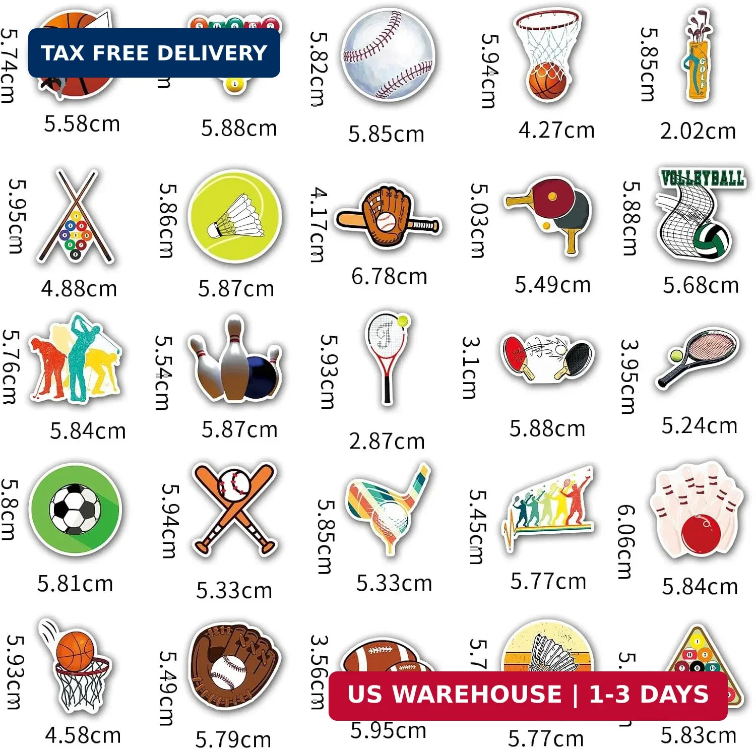 Sports Stickers 150 Pack, Vinyl Waterproof for Water Bottle, Football Soccer Bas
