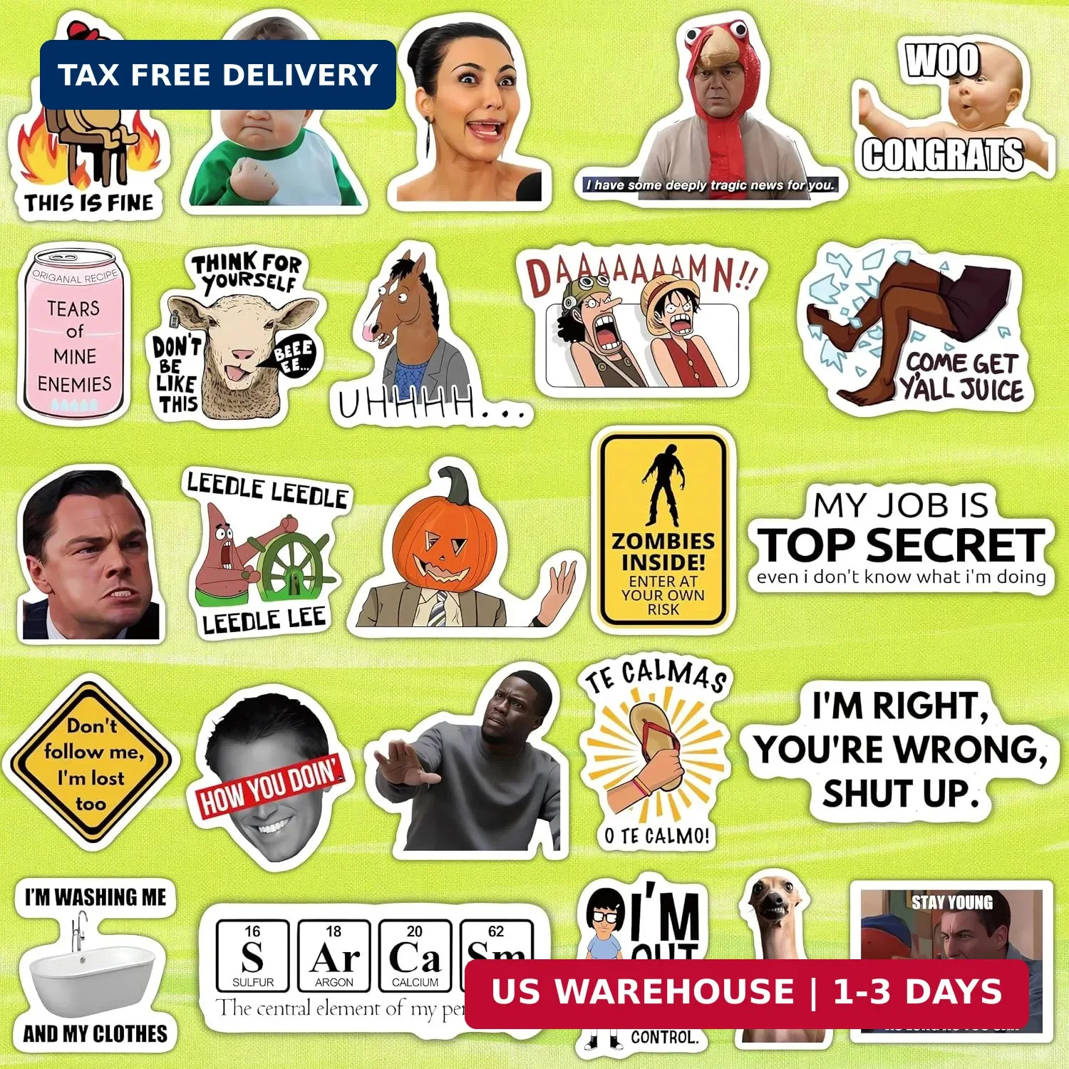 500 Pcs Funny Stickers for Adults & Teens – Trendy Meme Sticker, VSCO Vinyl Deca