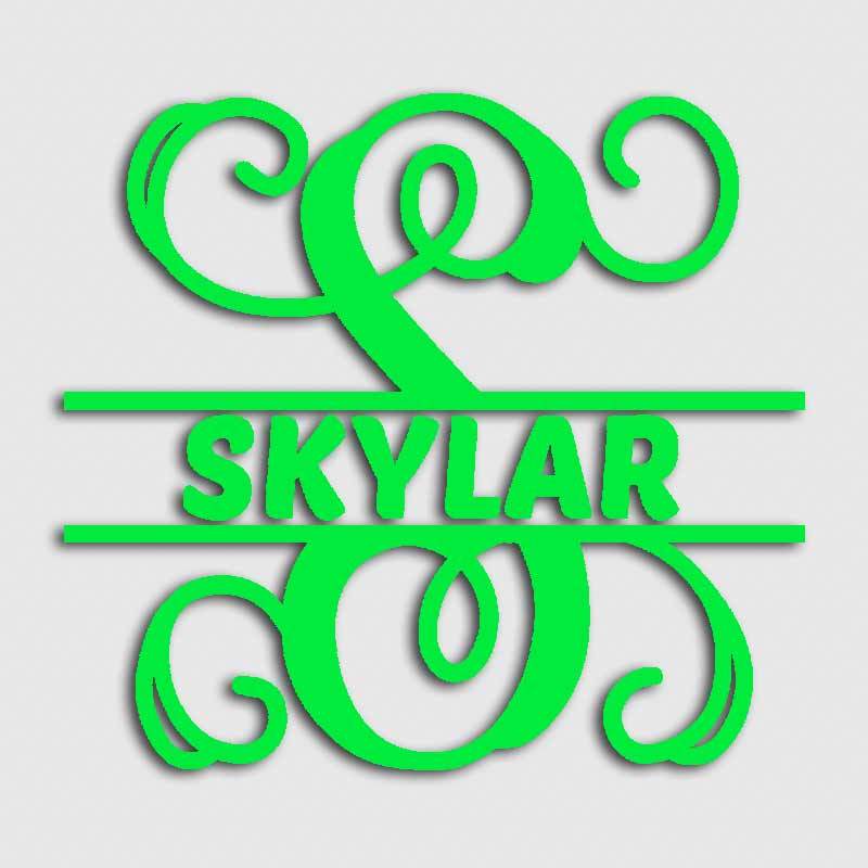 Monogram Split Vine Initial Name Decal Sticker for YETI Tumbler Cup Mug Window 2