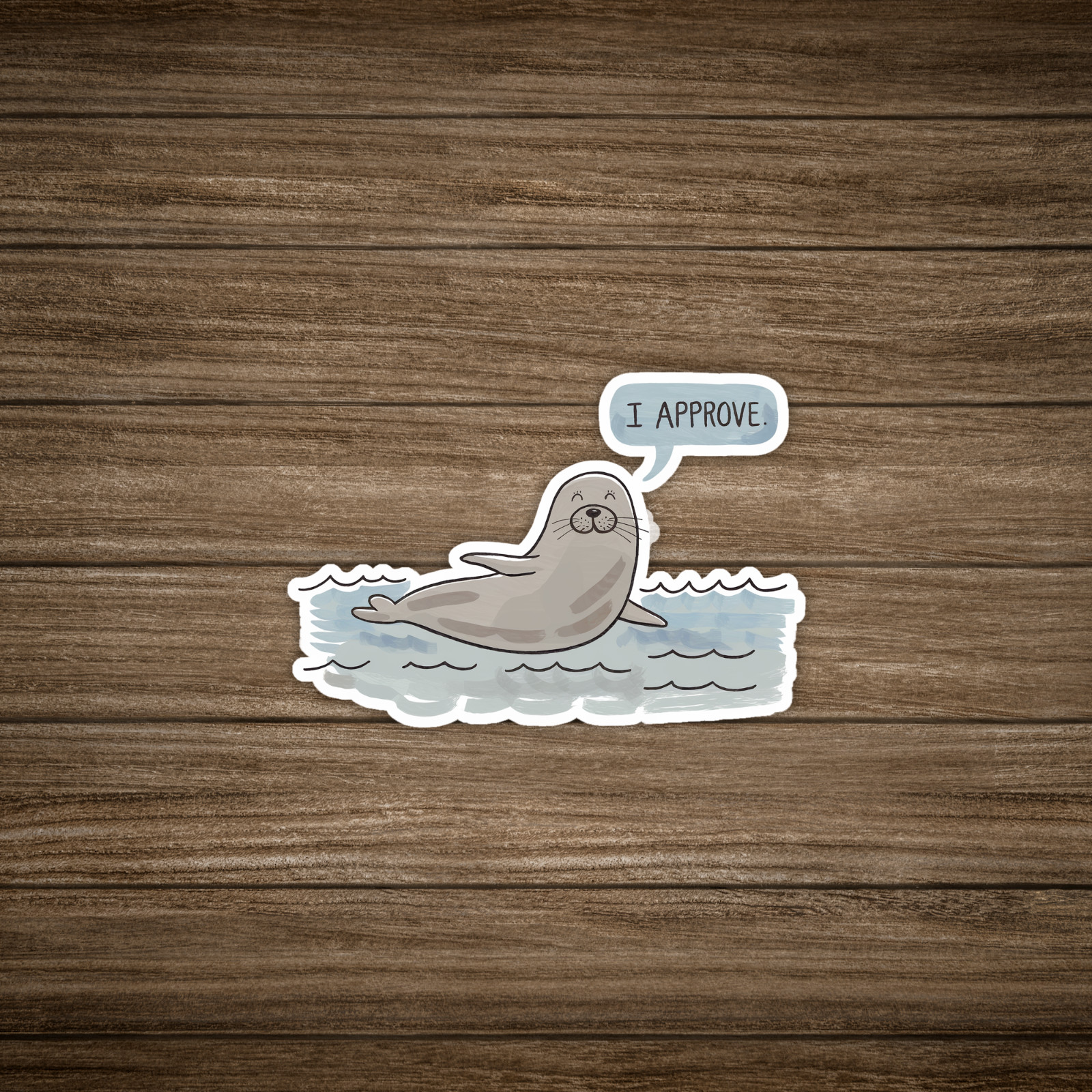 Cute Seal of Approval Sticker – Funny Animal Pun Illustration Art #1286