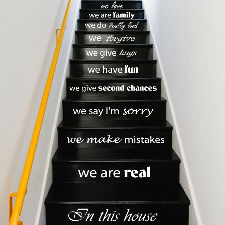 Stair Decals Family Quotes Stairway Steps Vinyl Stickers Family Home Decor ZX230