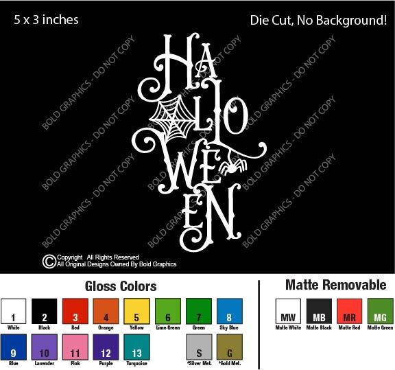 5" Halloween Die Cut 1-Color Vinyl Sticker Decal Spider Web Spooky Season Decor