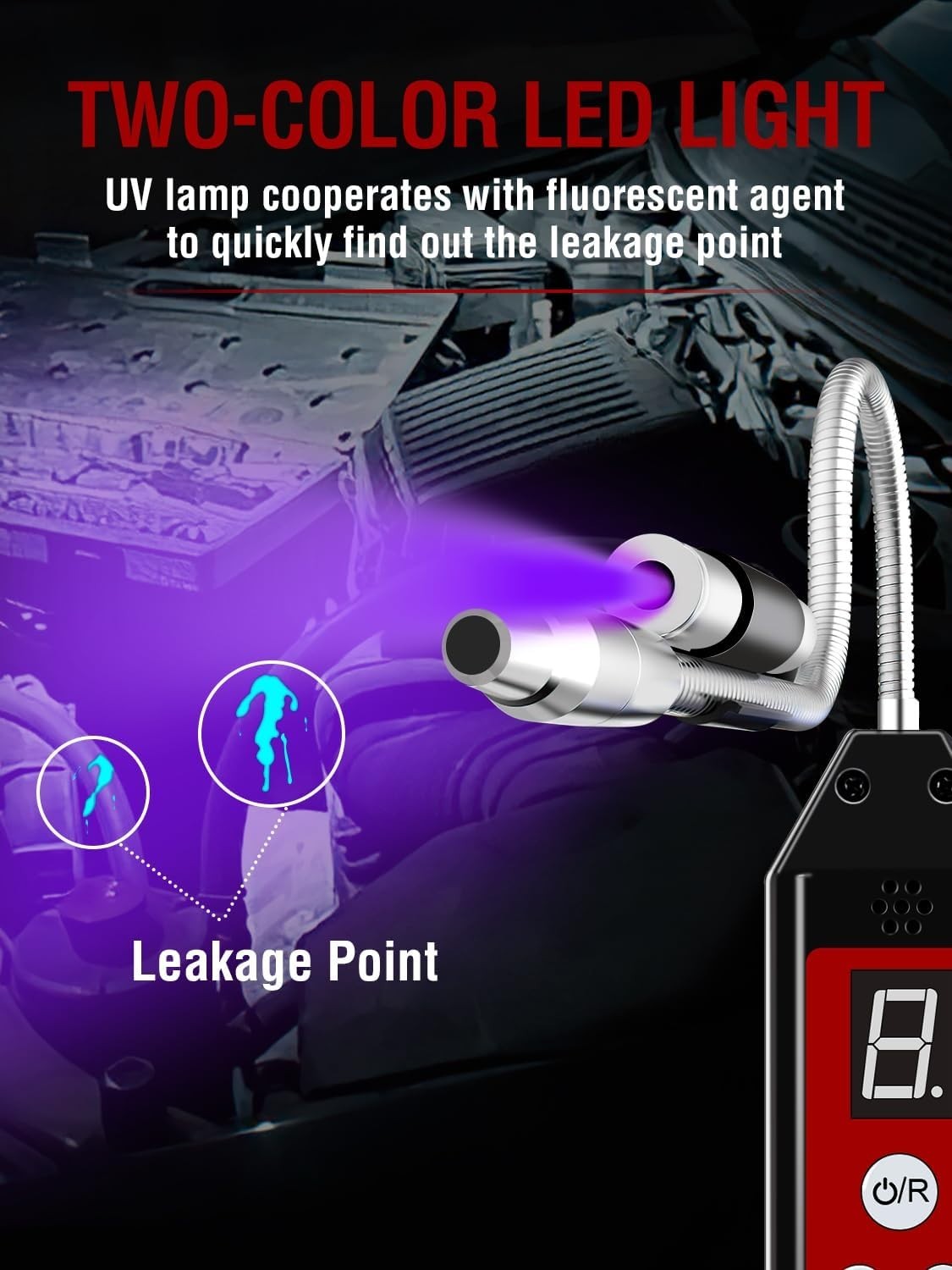 Electronic Refrigerant Leak Detector with UV & LED Light, WJL-6000PRO Freon L…