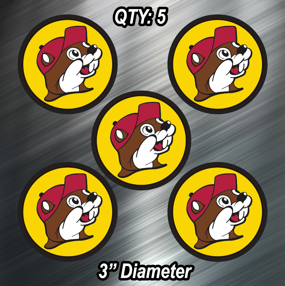 (5) FIVE Bucees Buc-ees Vinyl Decal Sticker For Car Laptop Skateboard NEW!