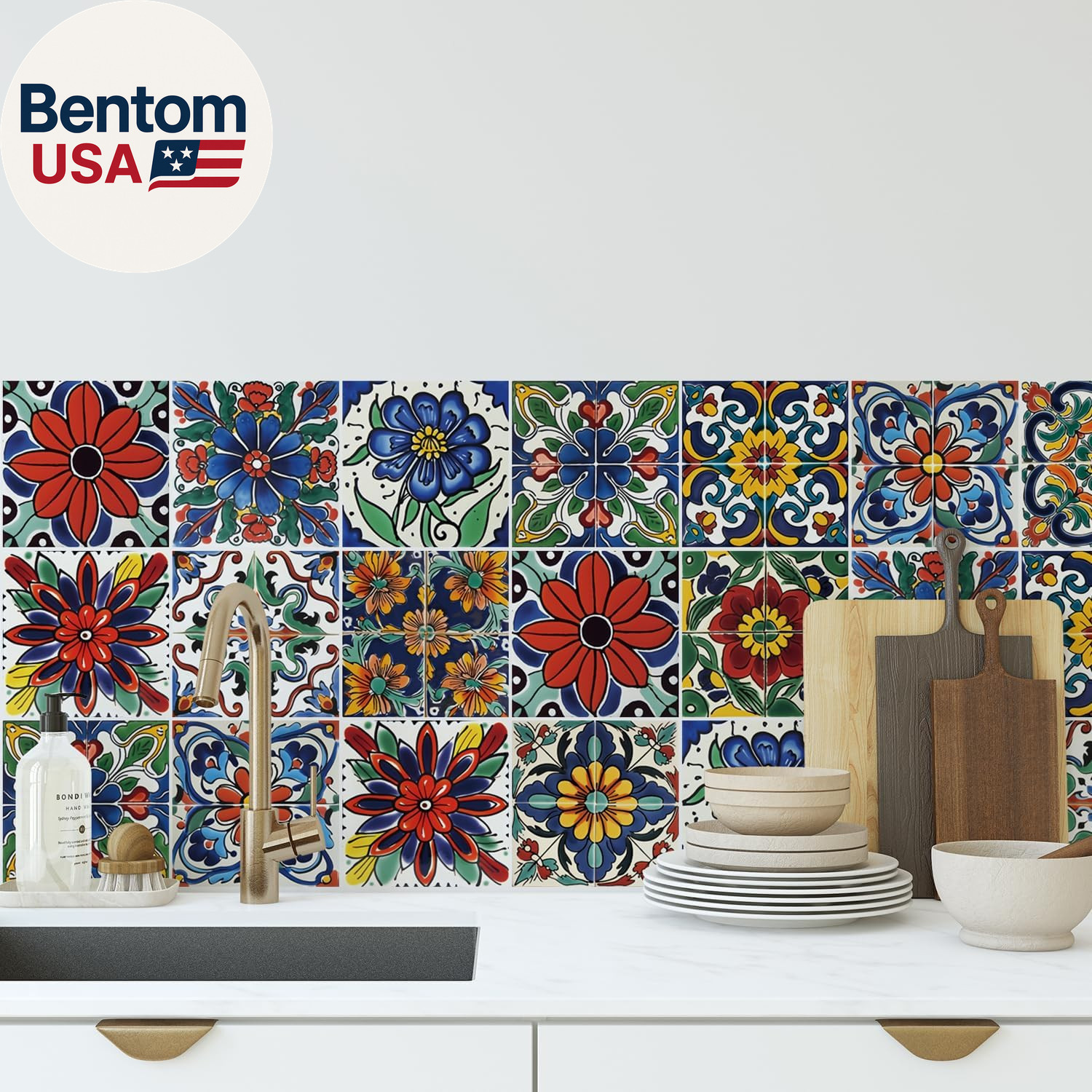 30 Pcs Mediterranean Style Peel and Stick Wall Tile Decals – Waterproof Vinyl St