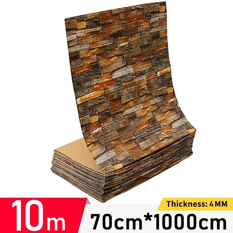 1/5/10m/Roll Retro 3D Imitation Wall Sticker Brick Plane Wall Sticker Furniture