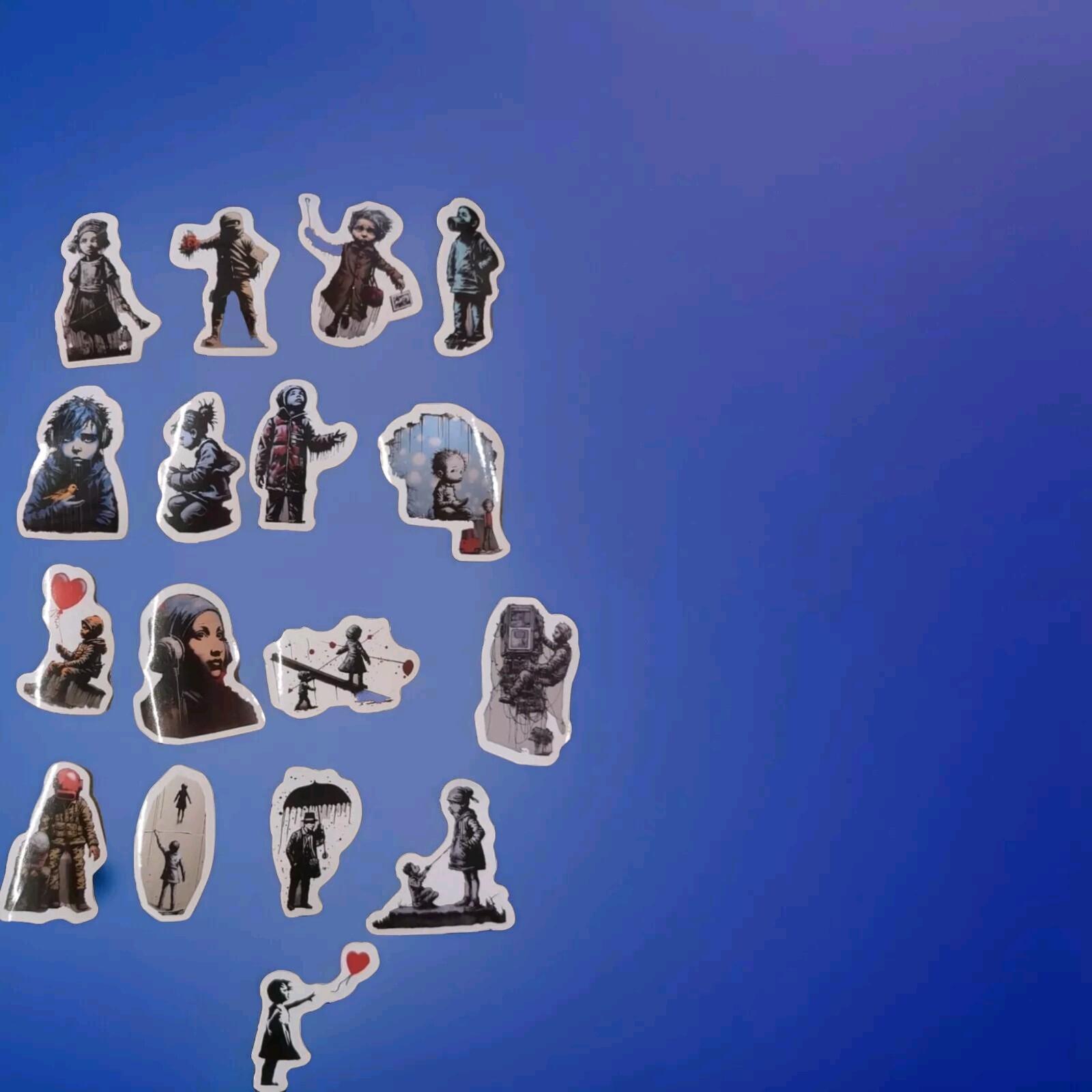 17 Pc. Banksy Art Sticker Pack White – Waterproof – Street Art – France