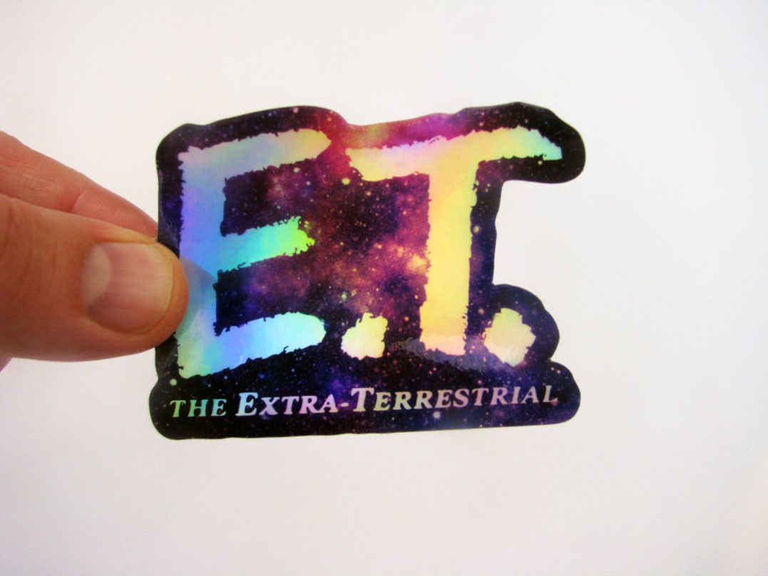 E.T. Holographic Logo Sticker 3" ET the Extra Terrestrial Metallic Shiny Decal