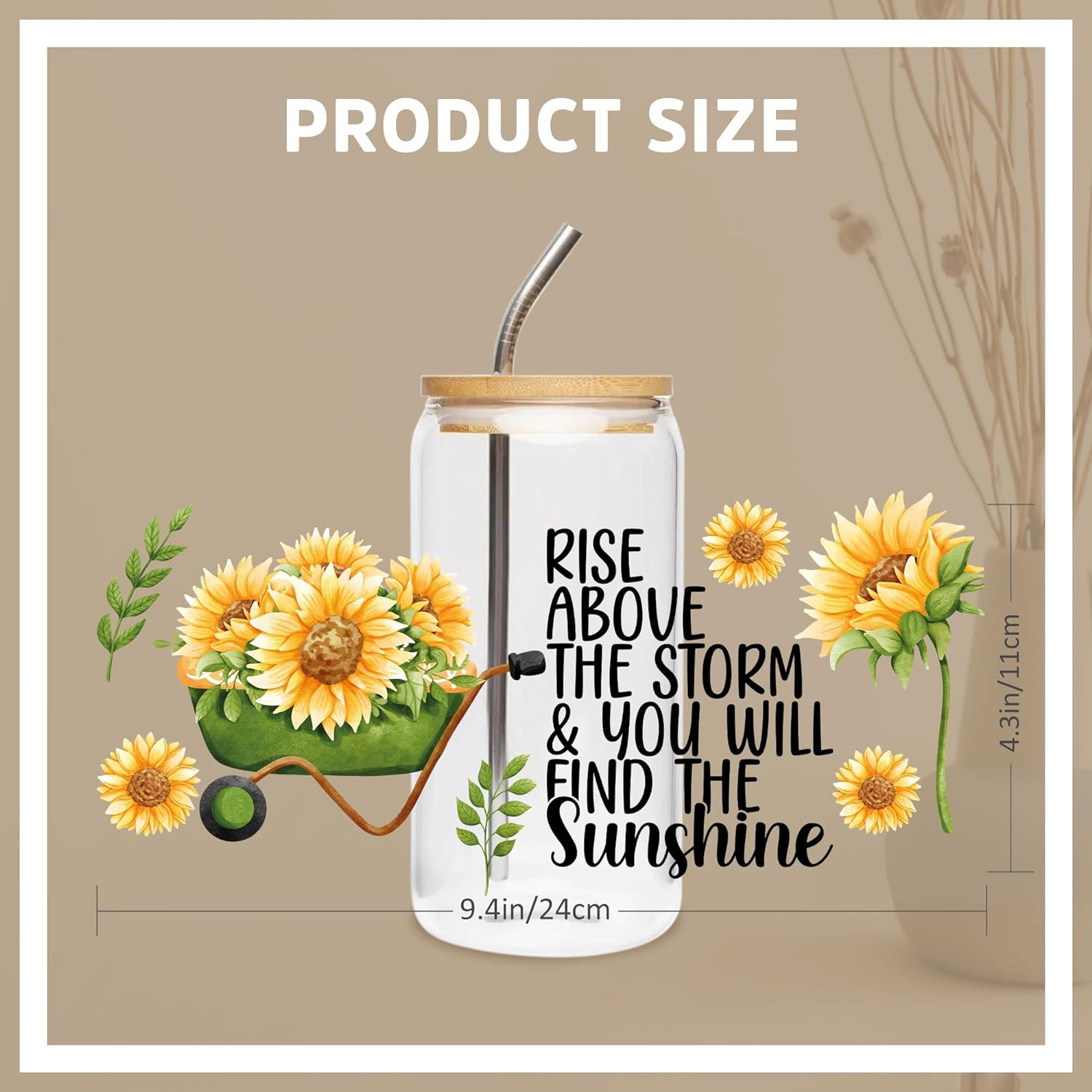 UV DTF Cup Wraps Sticker – 8 Sheets Sunflower UV DTF for 16 OZ Glass, Sunflower,