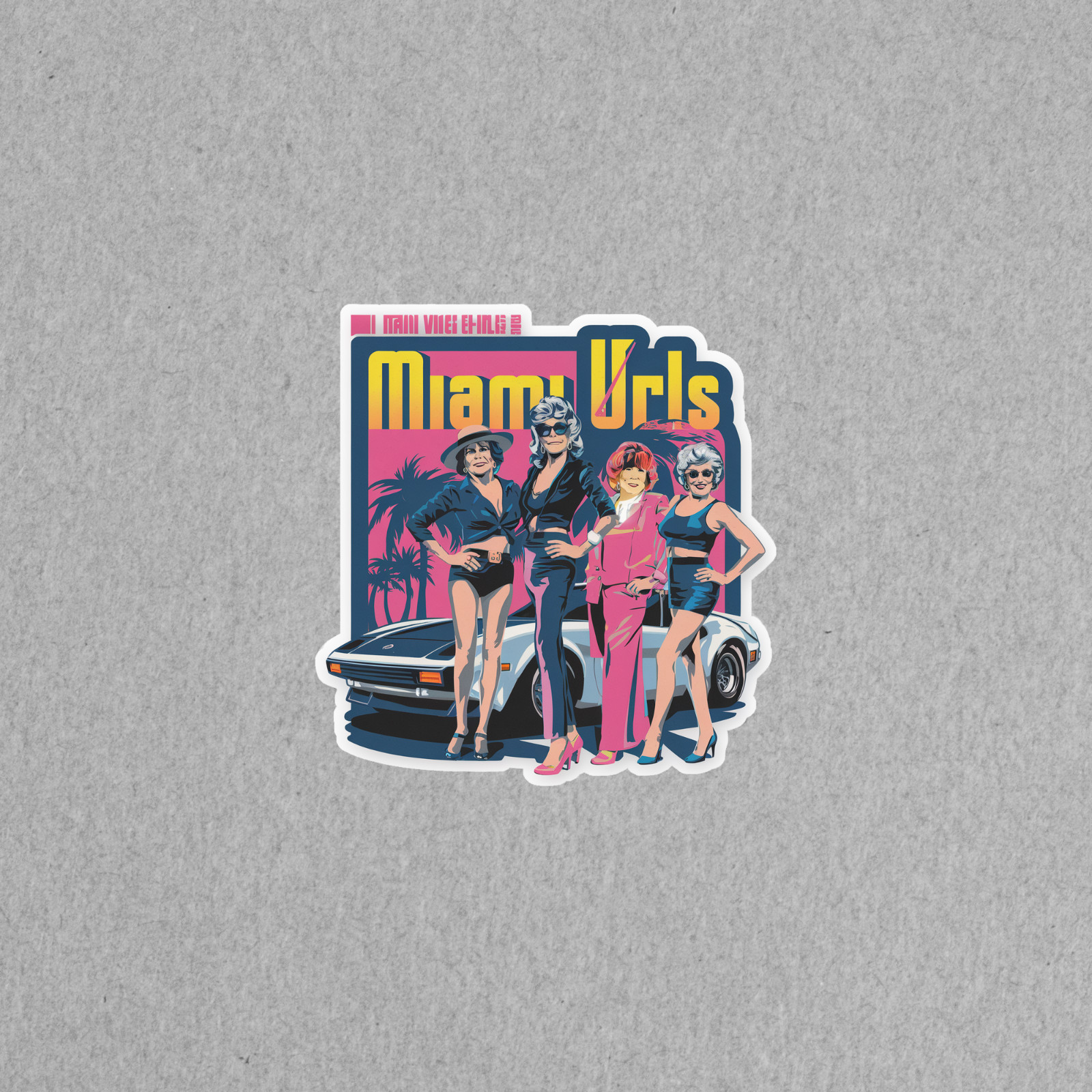 Retro Miami Vice Girls sticker – 80s Aesthetic Wall Art Decor Sticker #3586