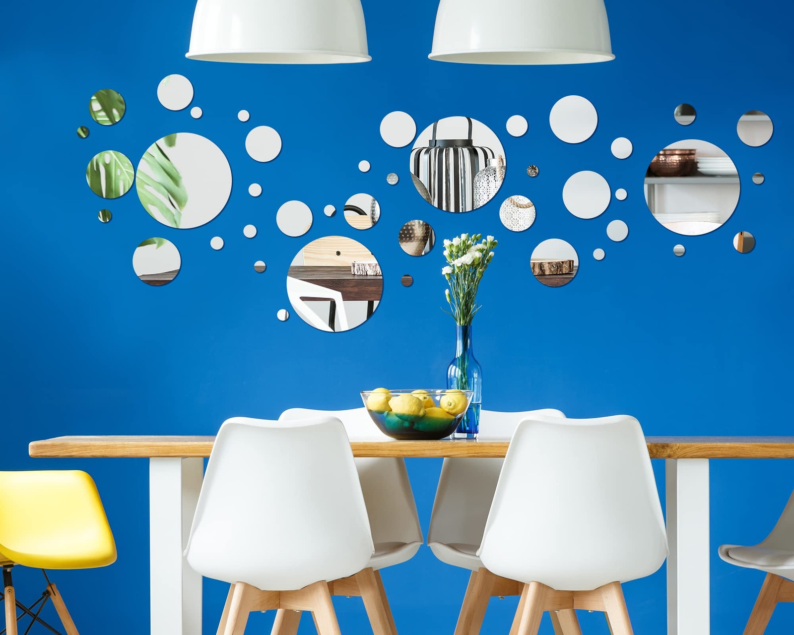 48/96 Pcs Acrylic Mirror Wall Stickers Removable Circle Mirrors Wall Decor Ro…