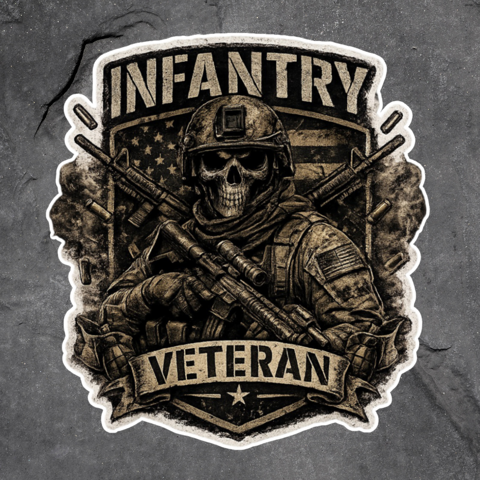 Infantry Sticker Vinyl Decal Veteran Skull Soldier Military Patriotic Army