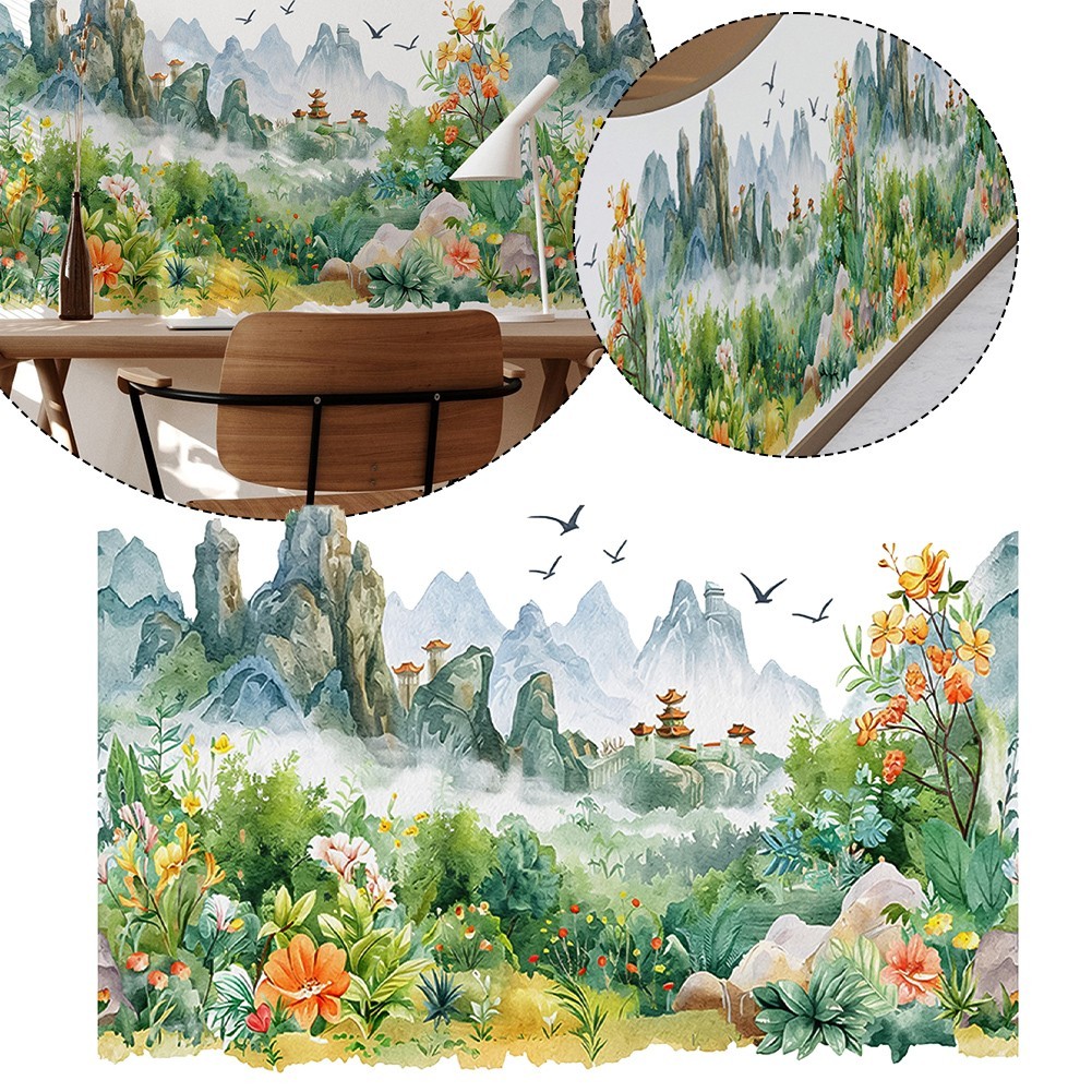 Flowers Stickers Supermarket Entrance PVC PVC Transparent Film Ful Sheets