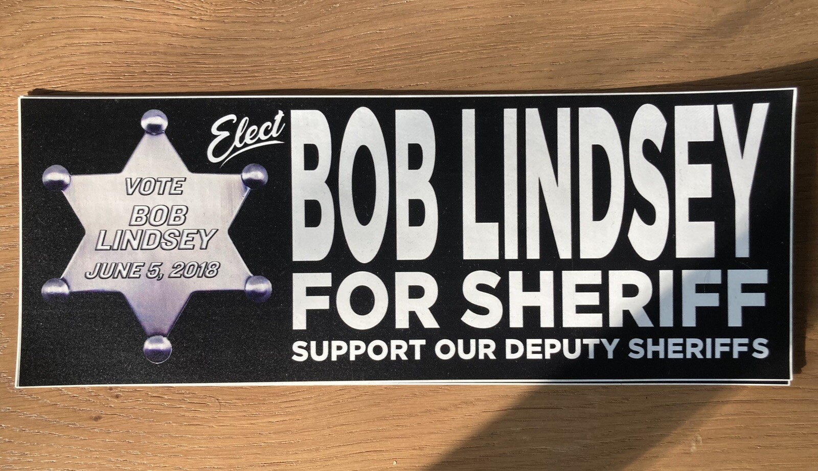 Bob Lindsey For Sheriff 2018 LA COUNTY Sticker