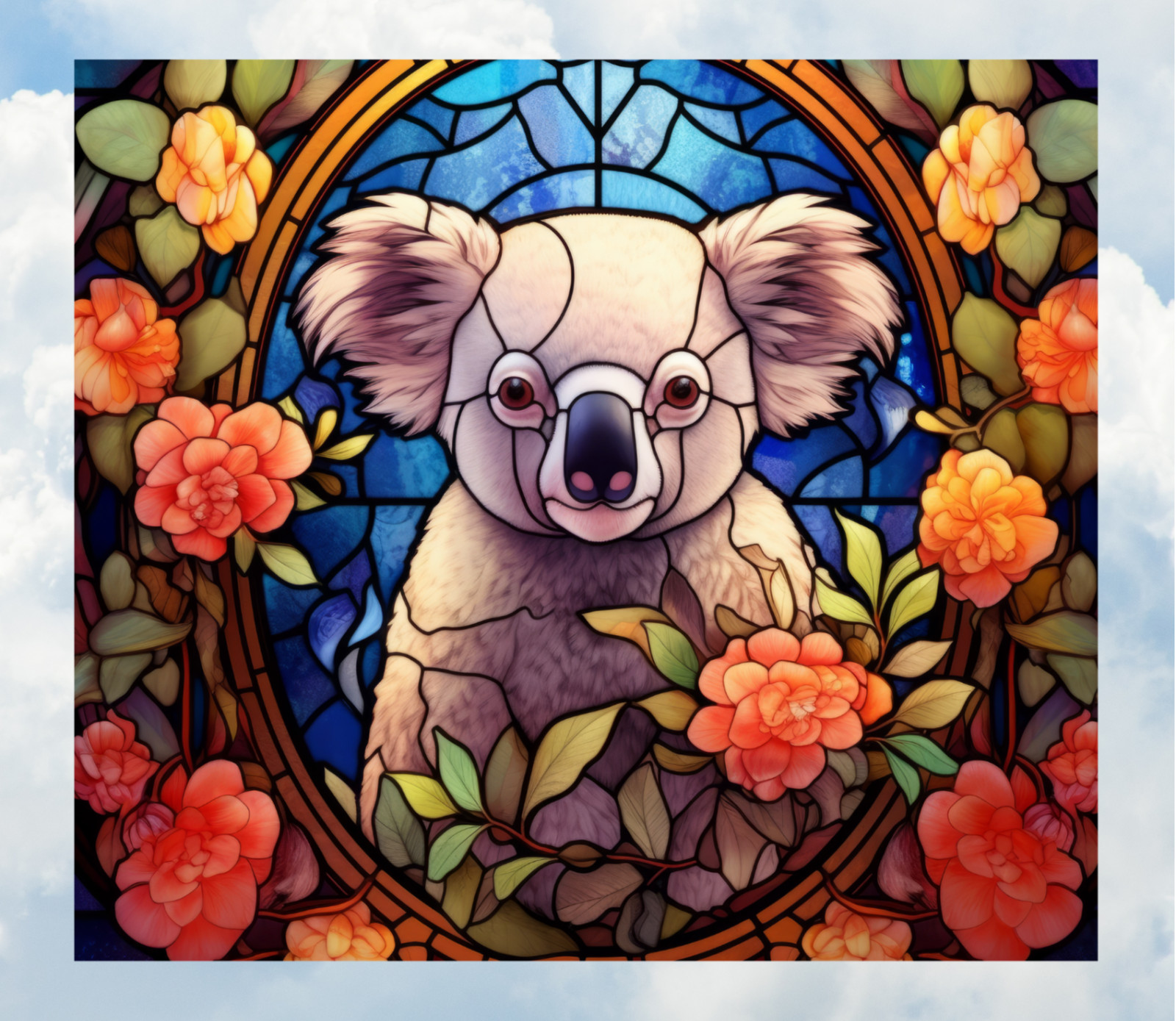 Koala Bear Faux Stained-Glass WINDOW CLING Size 9.1" Repositionable Vinyl