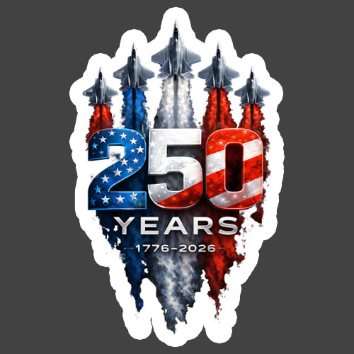 Patriotic Sticker Vinyl Decal 250 Years USA Jets Flag American Pride