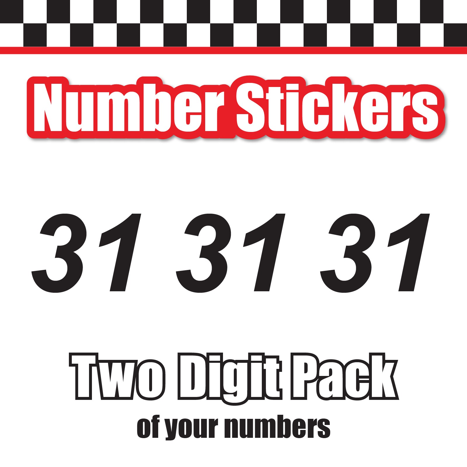 3x 3 Digit Custom Single Number Stickers Decal Locker Door Mailbox Arial Italic