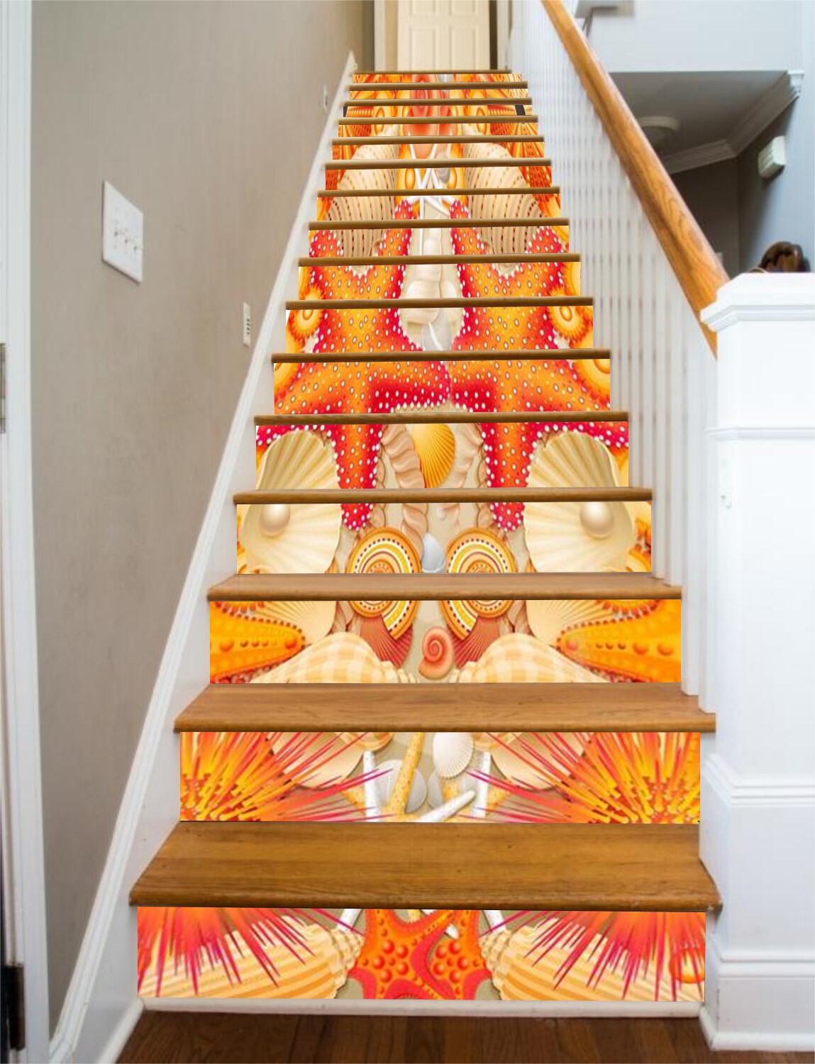 3D Starfish Shell AZ307 Stair Risers Decoration Mural Vinyl Wallpaper Kay