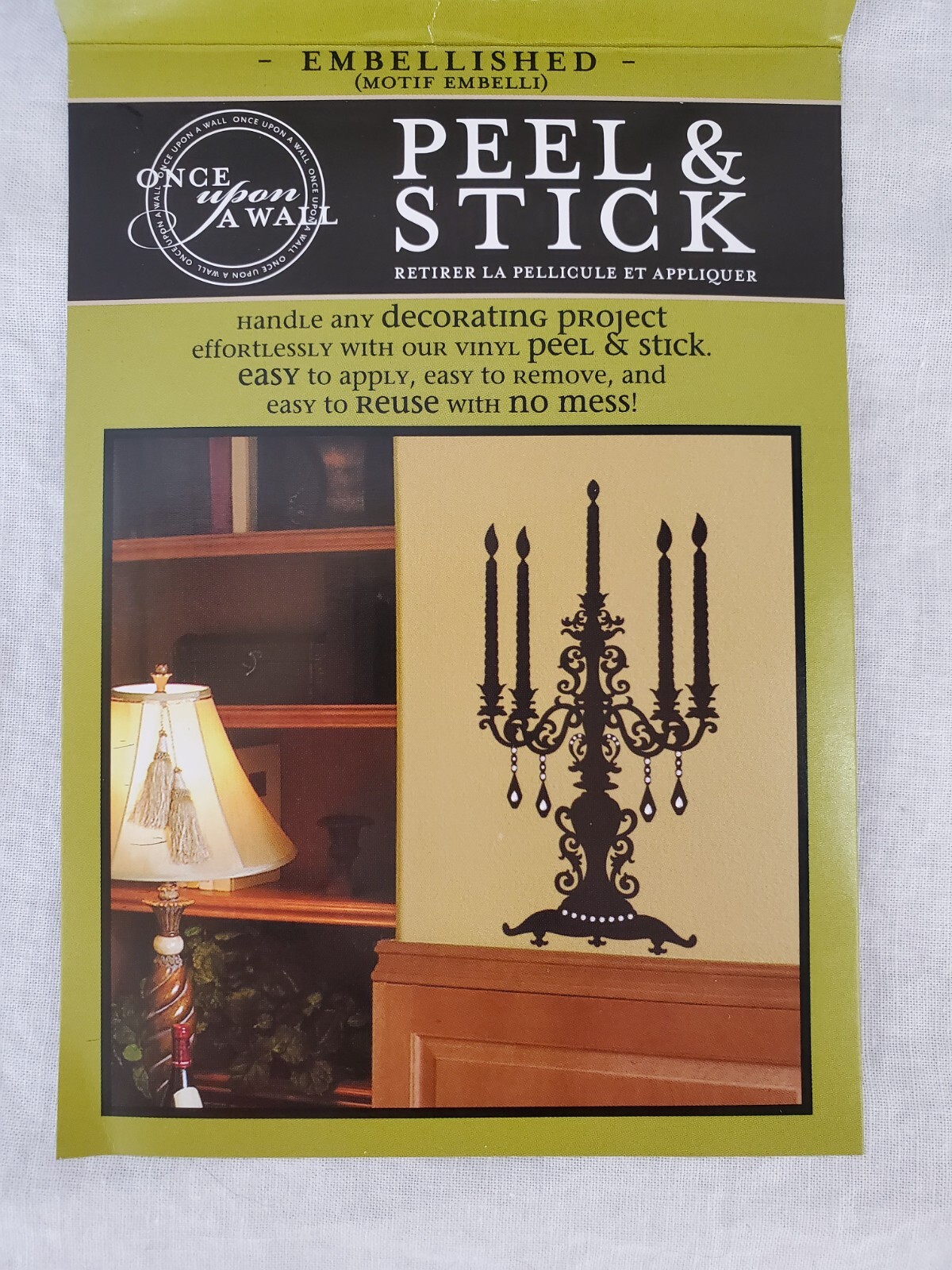 'Once Apon A Candelabra' Wall Peel & Stick 23.62" X 12.6"Decorative Rhinestones