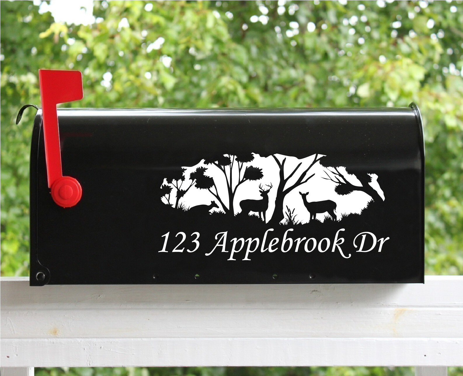 Set of 2 – 5" x 11" Custom Whitetail Deer Mailbox Decals Stickers Street Name