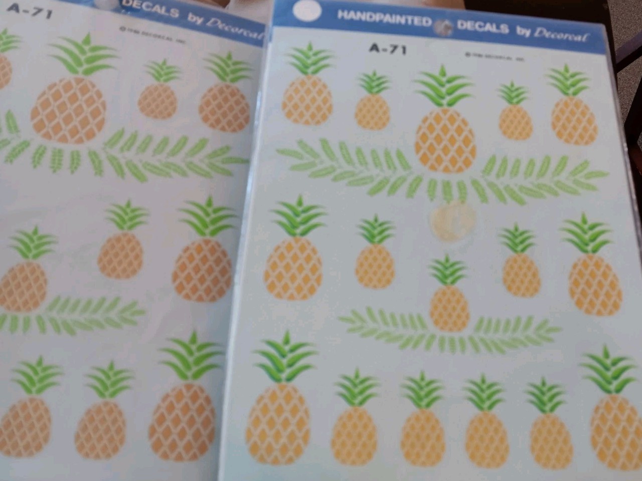 2 Sheets Of Decals/ Decorcal 1986/ Pineapples/NOS