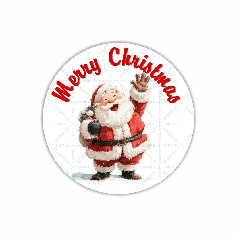 Santa Claus Merry Christmas Round Dot Stickers Set, 1.2" & 1.5"