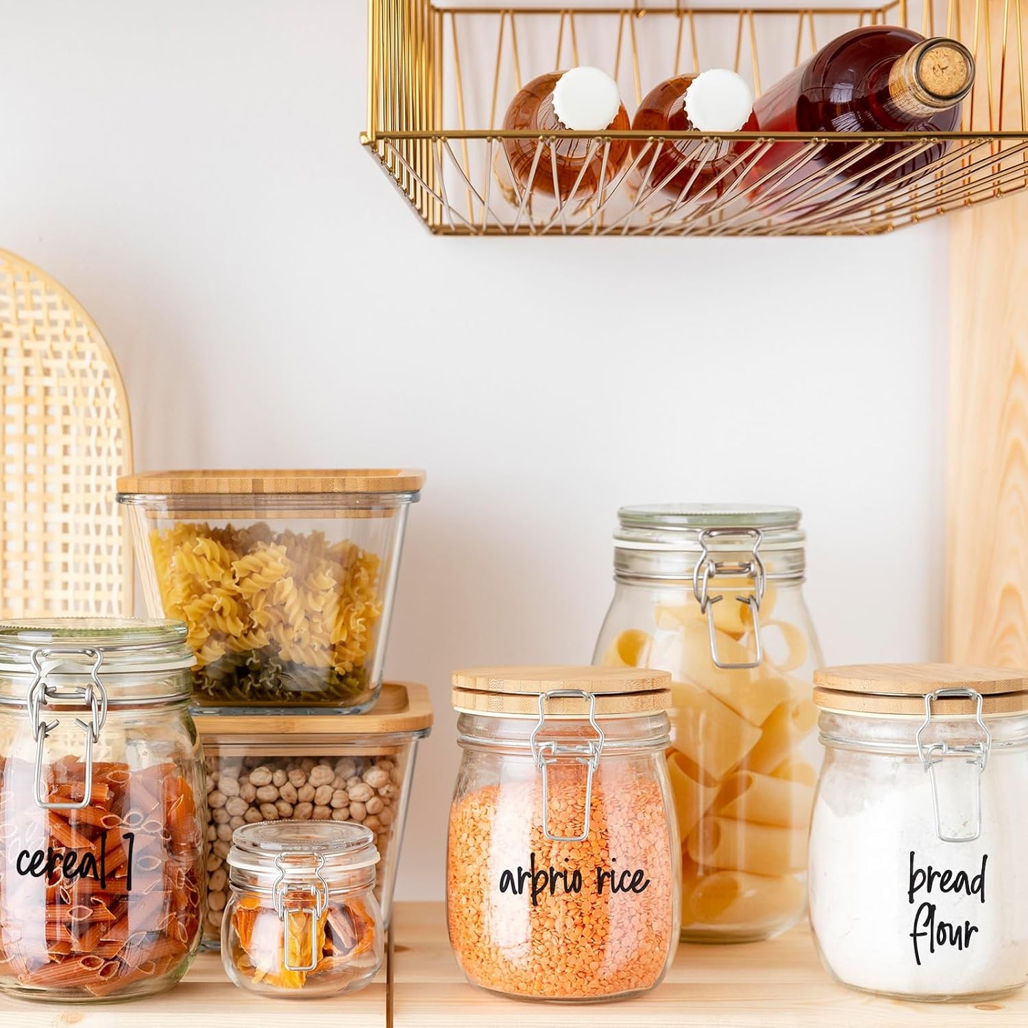 170PCS Pantry Labels Kitchen Storage Waterproof Food Container Stickers for Jars