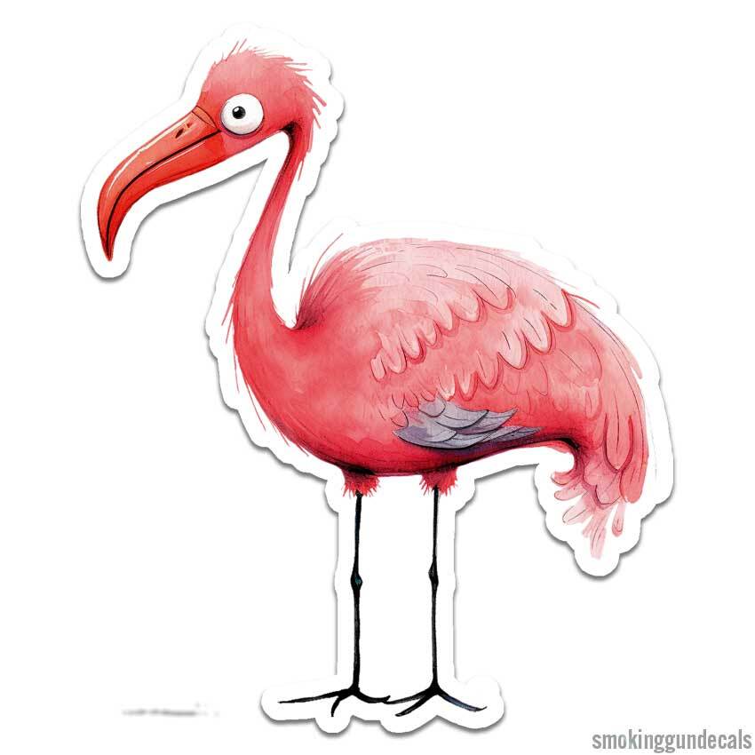 Cute Pink Flamingo, Vinyl Decal Sticker, Indoor Outdoor, 3 Sizes, #12511