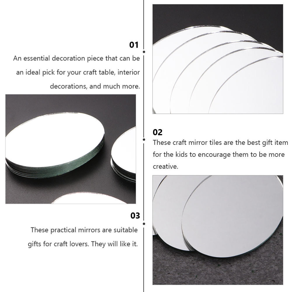 20PCS Round Mirror Tiles Craft Mirror Beveled Glass Mirror Crafts Mirror Tiles