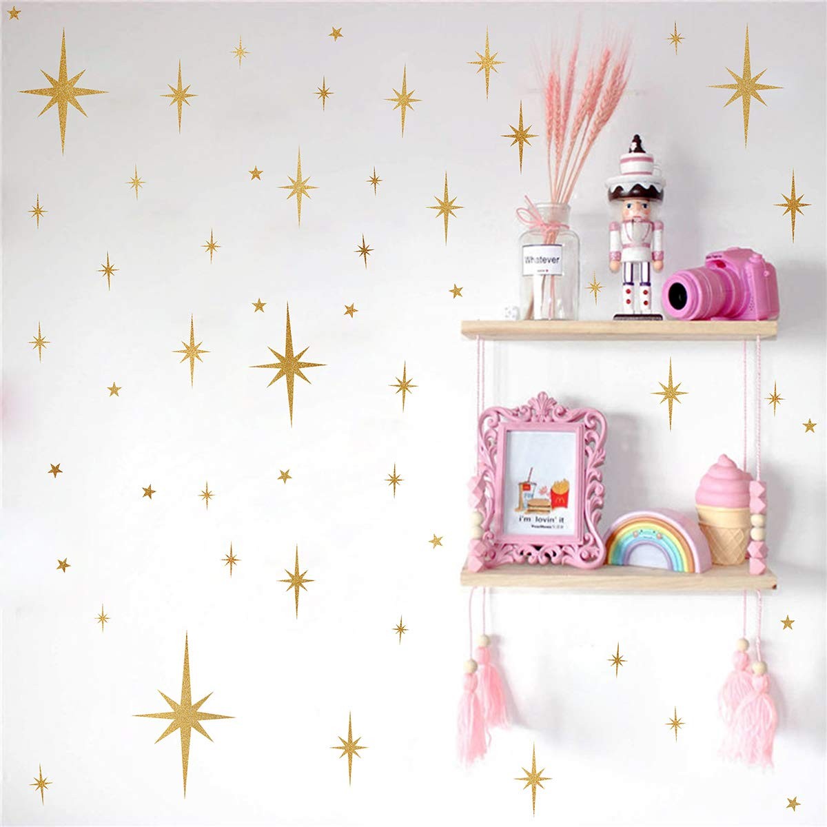 Star Wall Stickers Girls Room Wall Decals (116pcs) Sparkle Wall Sticker Stick…