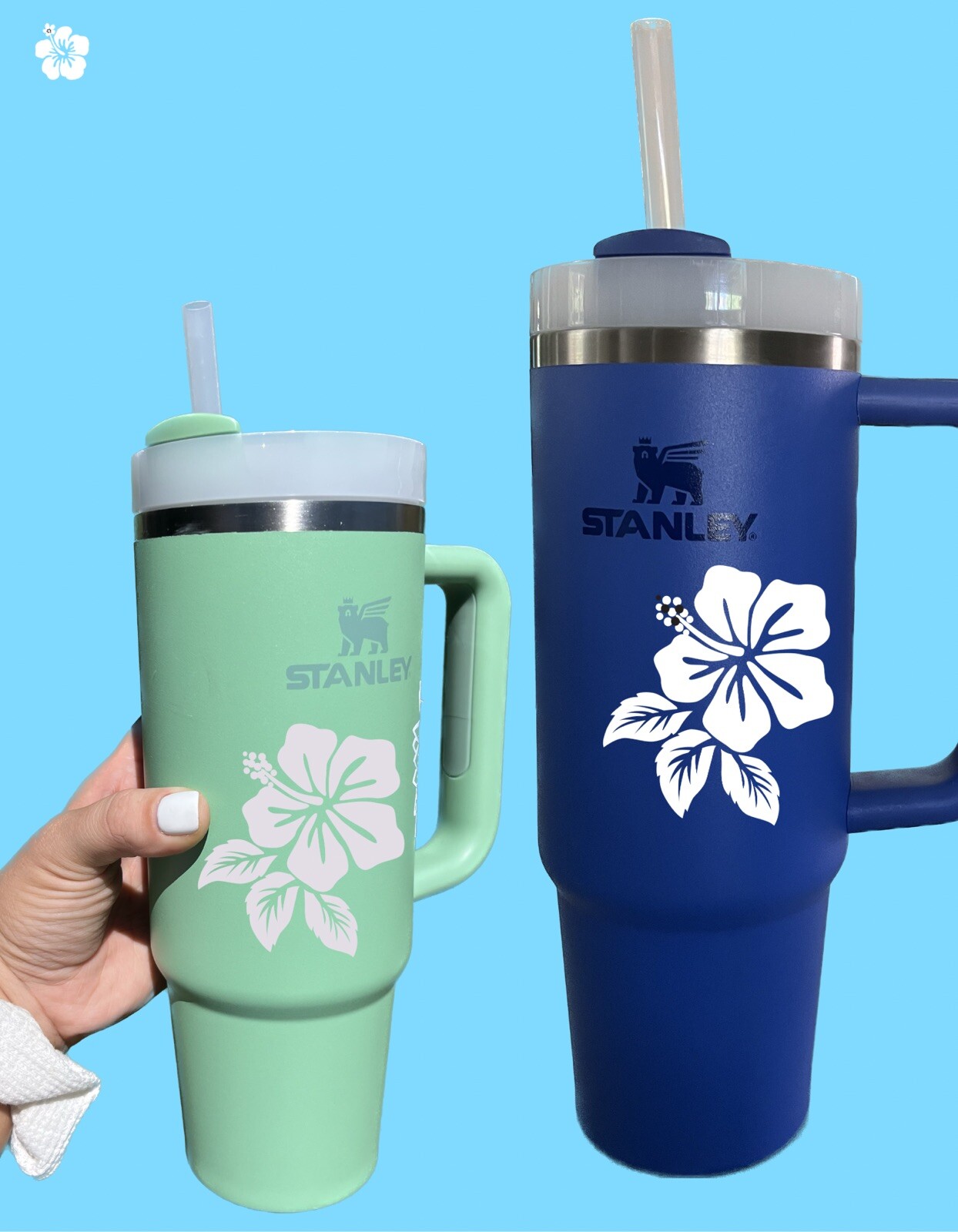 2X Accessories For Stanley Hawaiian Flower 40oz 30oz Vinyl Sticker Decal Tumbler