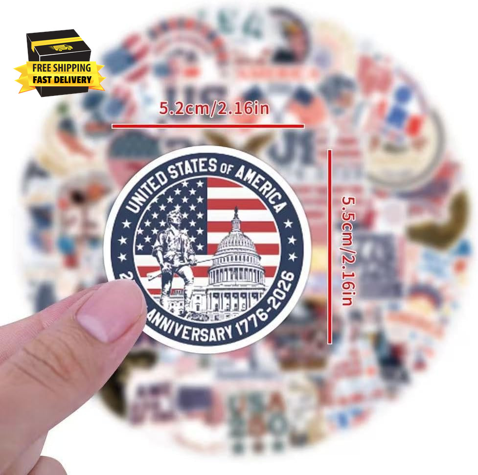 55Pcs United States 250Th Anniversary 1776 2026 Stickers Retro American 250 Year