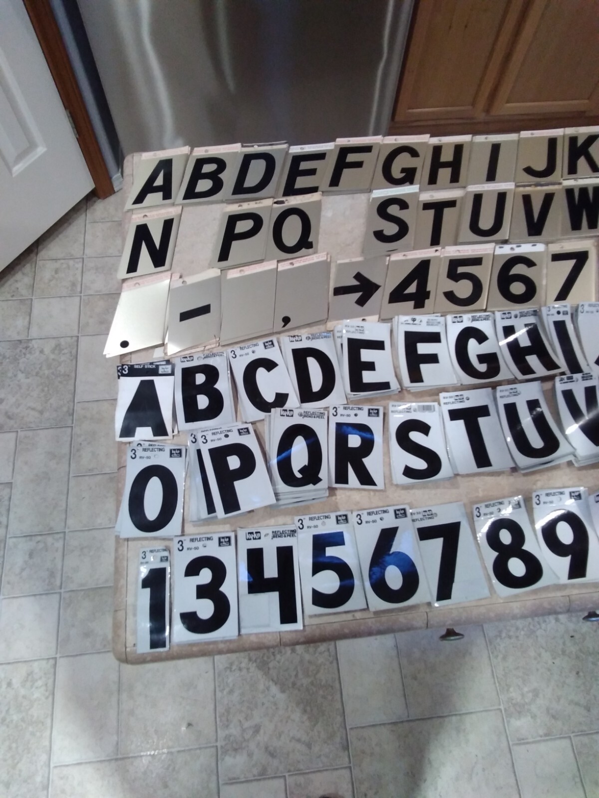 Assorted Vinyl and Metal Self Adhesive Letters & Numbers 3"+ 4" Tall 400+