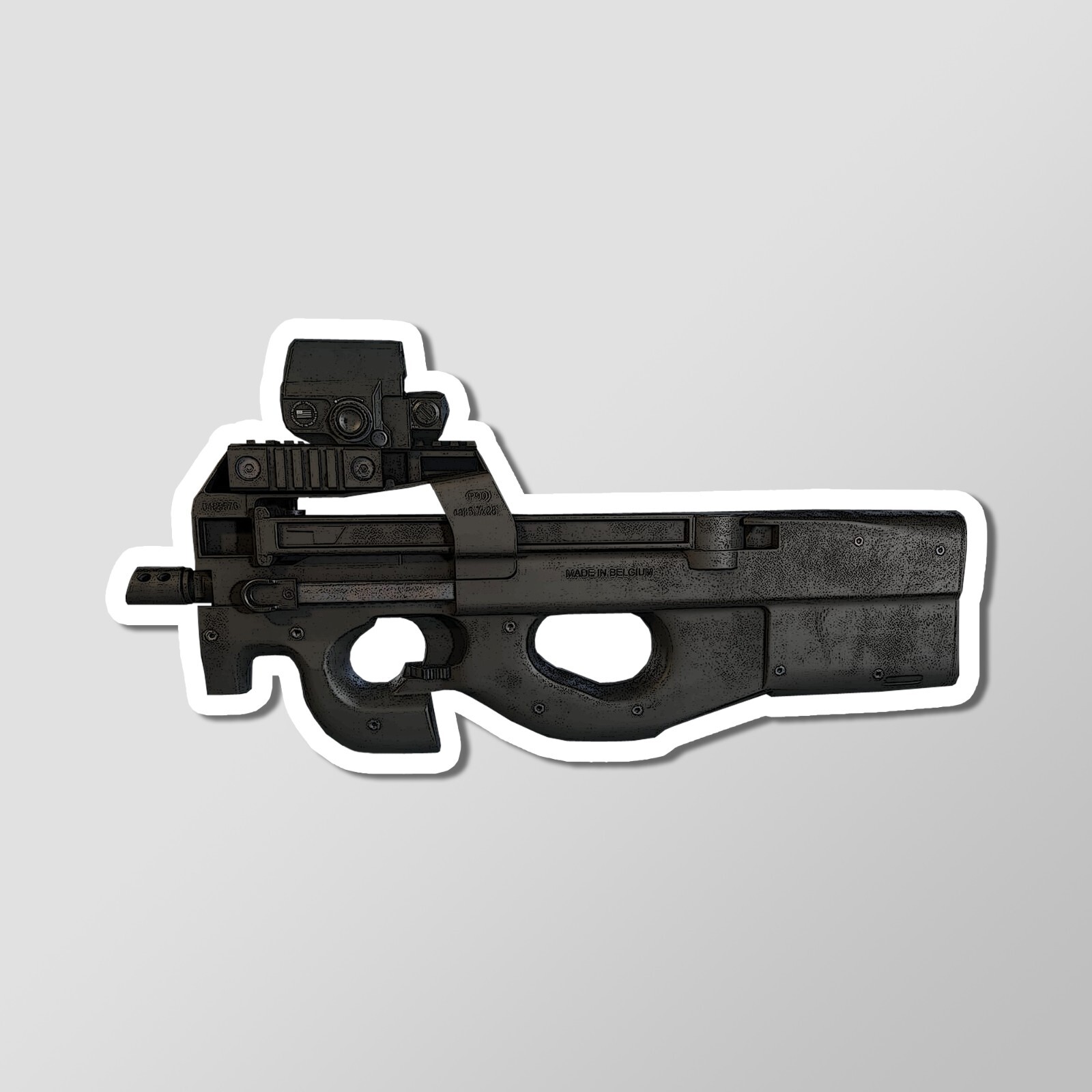 P90 SMG – Laptop Sticker Vinyl 3.5" Wide