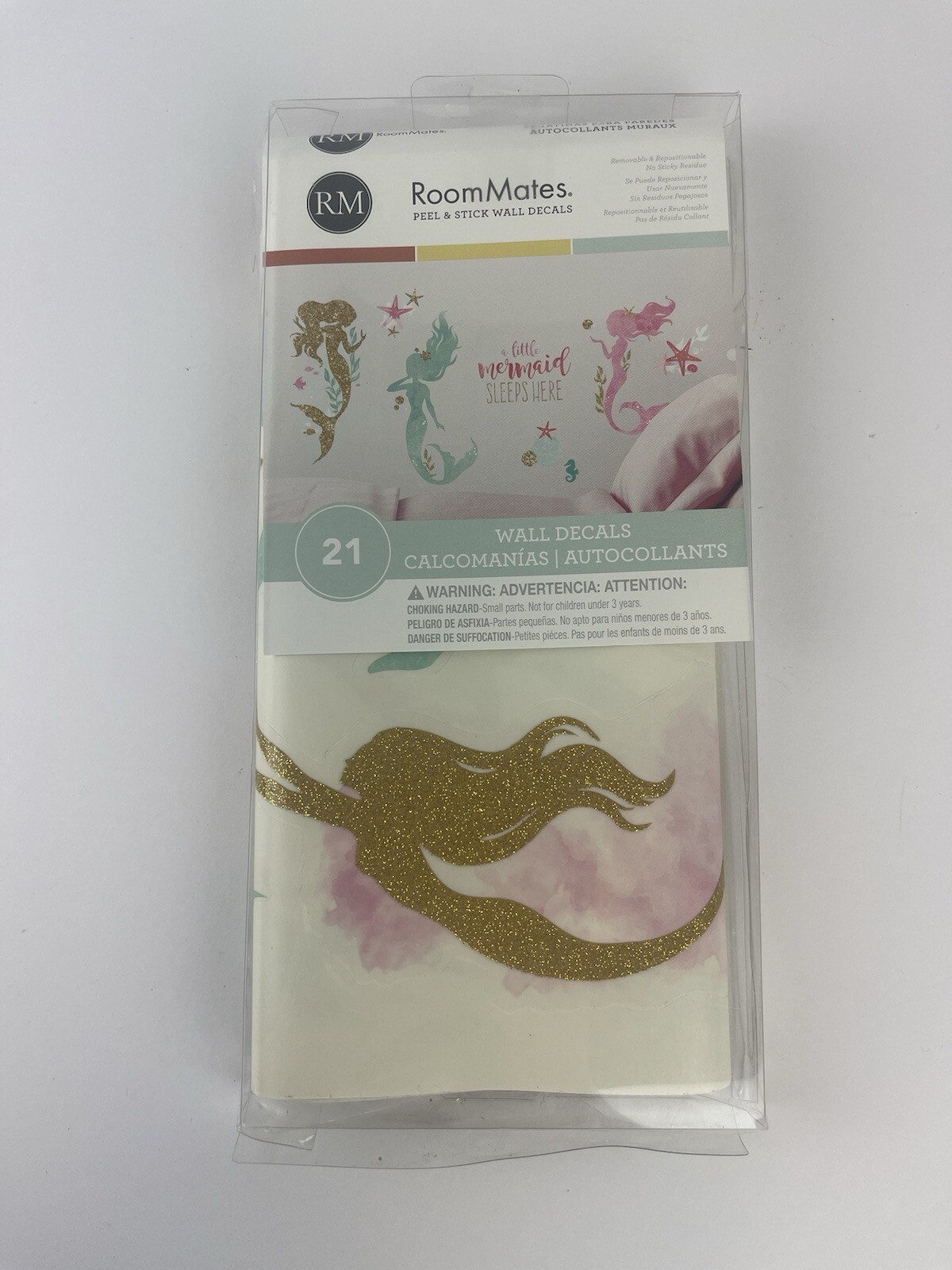 21 Wall Decals NEW RoomMates Peel-n-stick Removable ~ Little Mermaid Sleeps Here