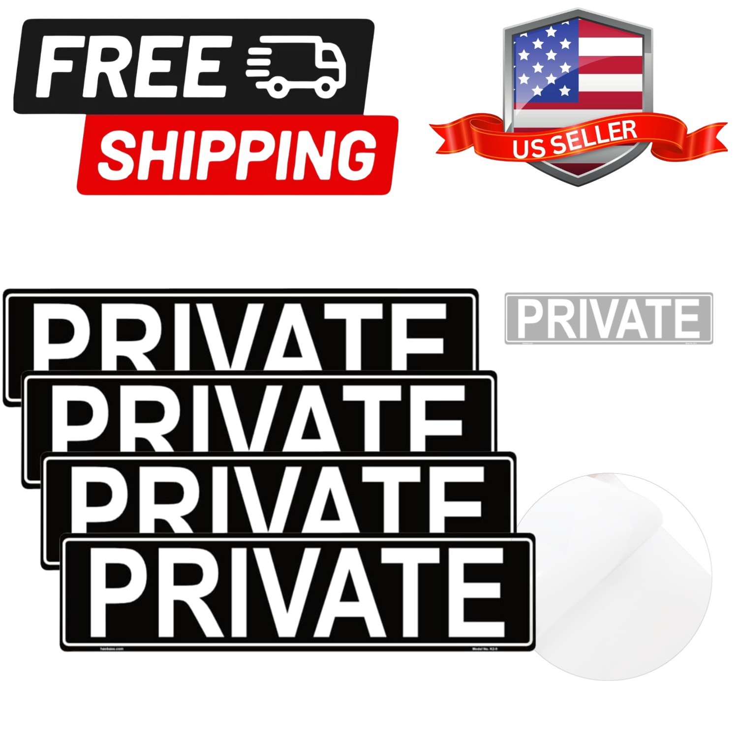 4 Pcs Private Sign Sticker Self Adhesive Vinyl Sticker20 cm x 5 cm