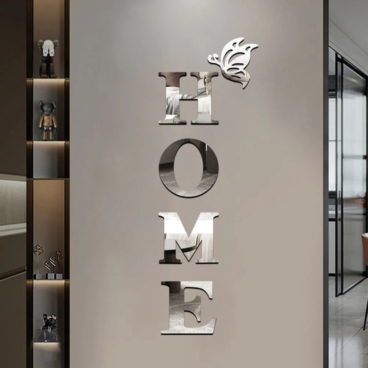 HOME 3D Mirror Wall Sticker Decorative Acrylic Home Sign Entrance Wall Décor