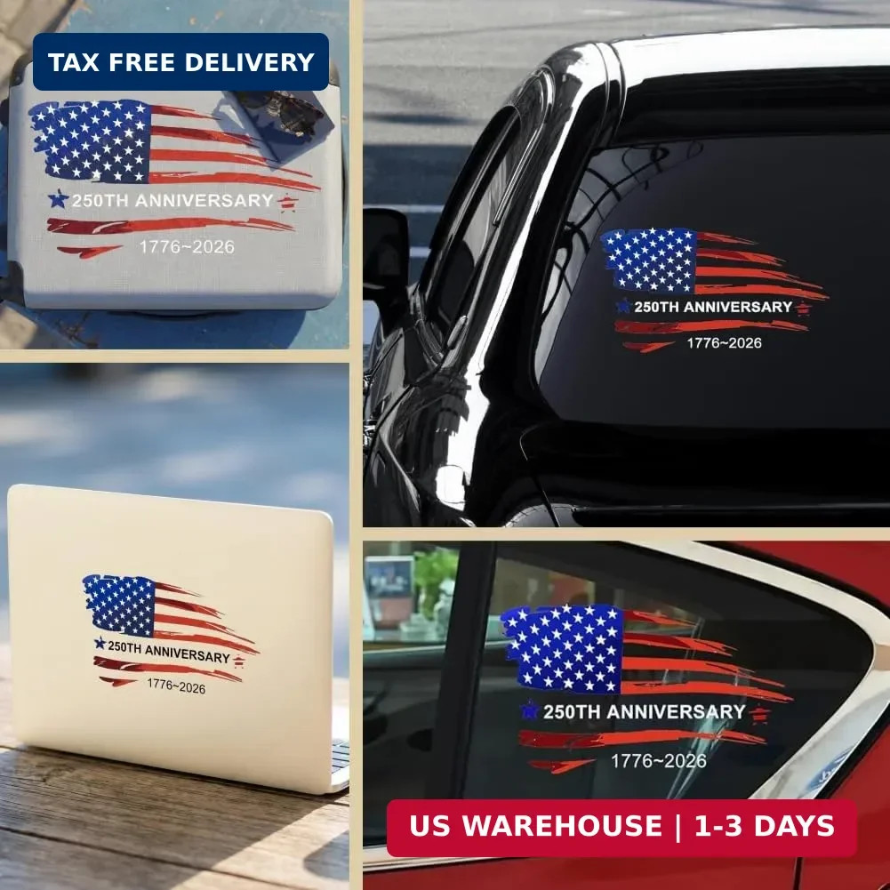 2PCS 4th of July Car Patriotic Stickers American Flag Vinyl Car Decals 250th Ann