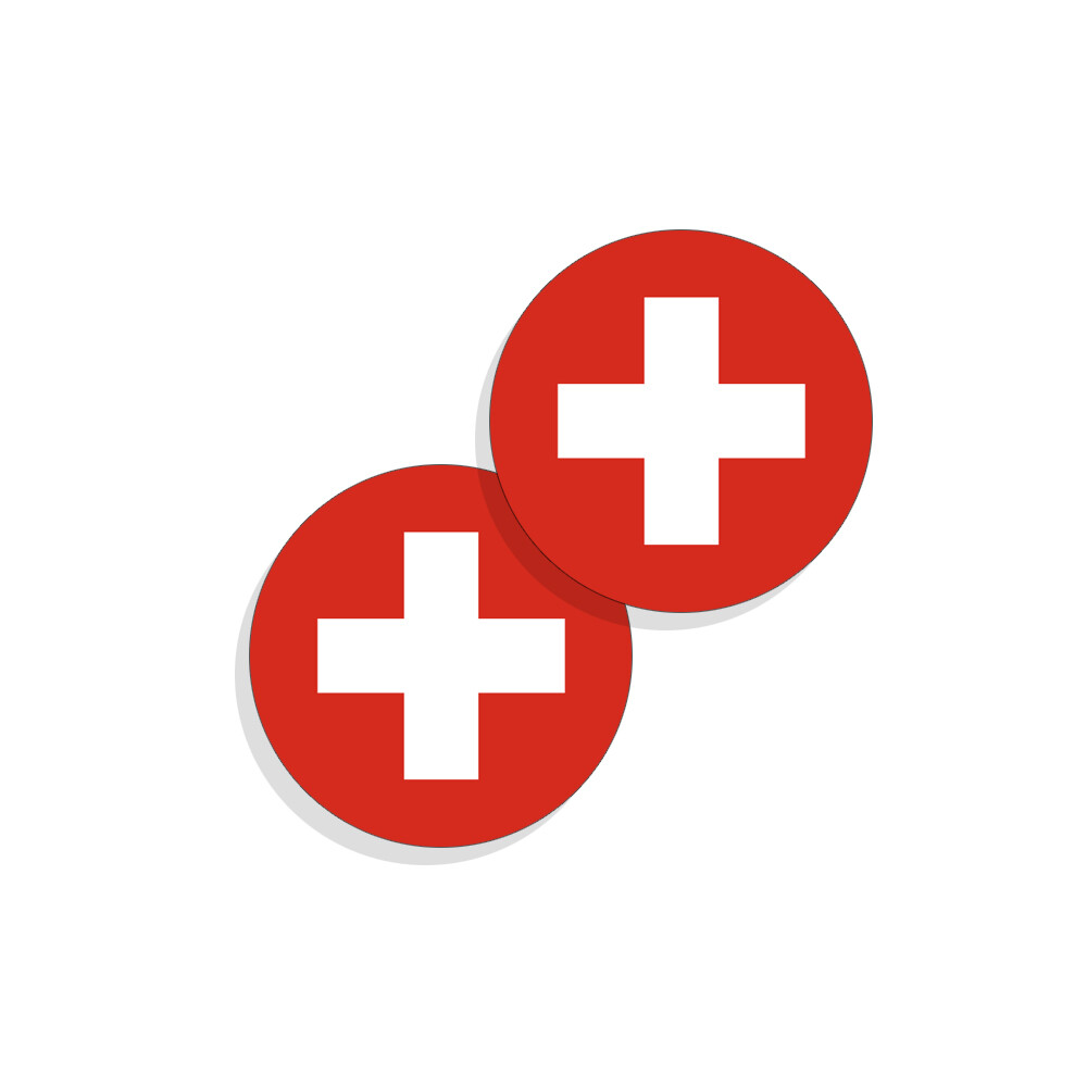 Switzerland Flag Stickers Flag Decals Vinyl Round Set of 4 Swiss Flags