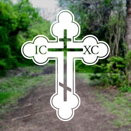 IC XC Orthodox Cross [Pick Color/Size] Vinyl Decal 3.3in x 2.6in Matte White