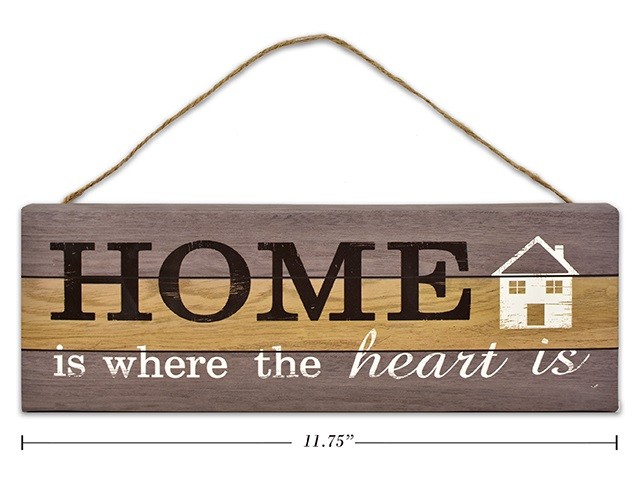 Home Is Where The Heart Is Canvas Hanging Plaque, 12"
