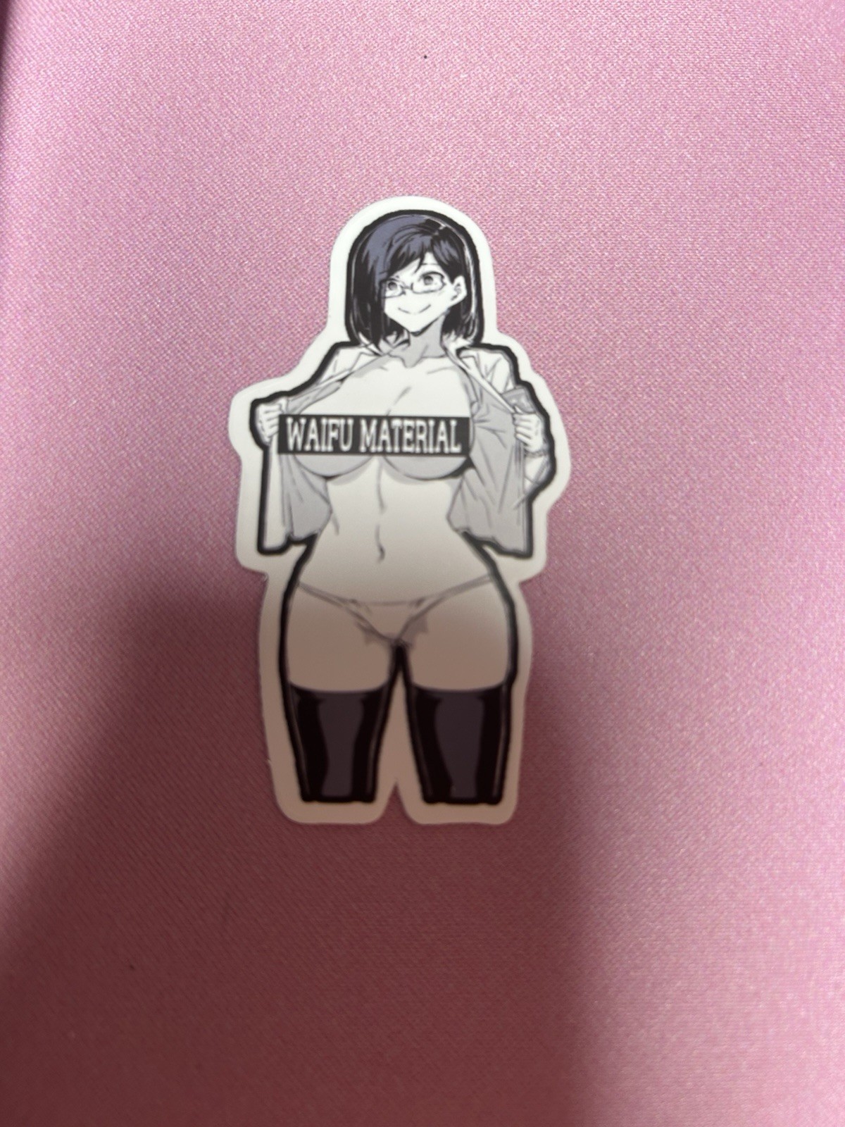 black and white waifu lewd fantasy girl sticker #16